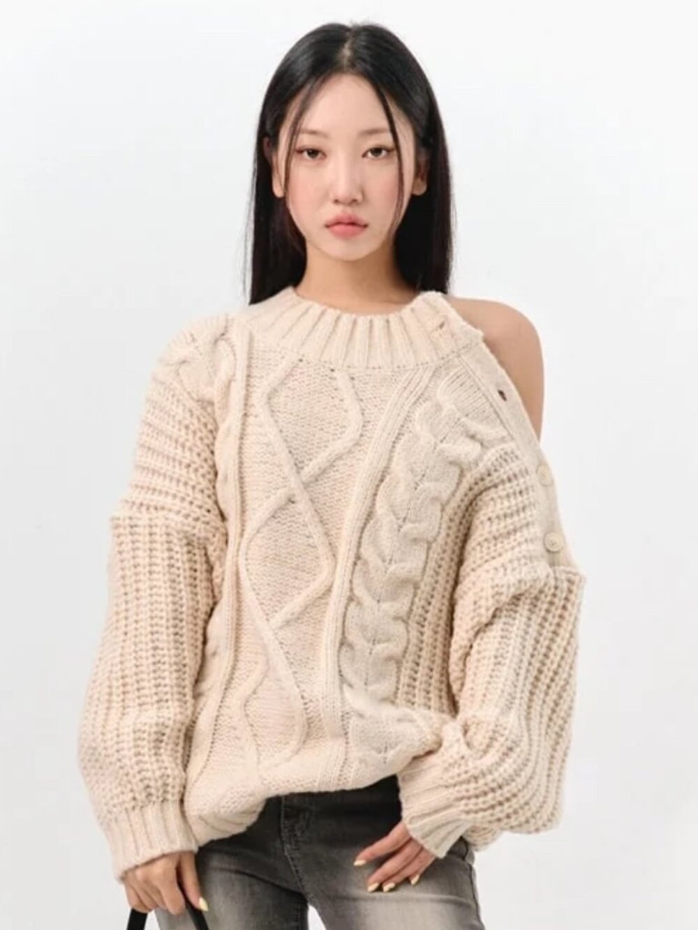 Korean Fashion Lewkin Chunky Oversized Cable Knit Sweater - One Size